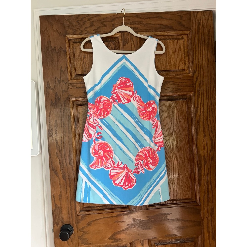 Lilly Pulitzer Callie Pool Blue‎ lt For The Shell Shift Dress small nwot